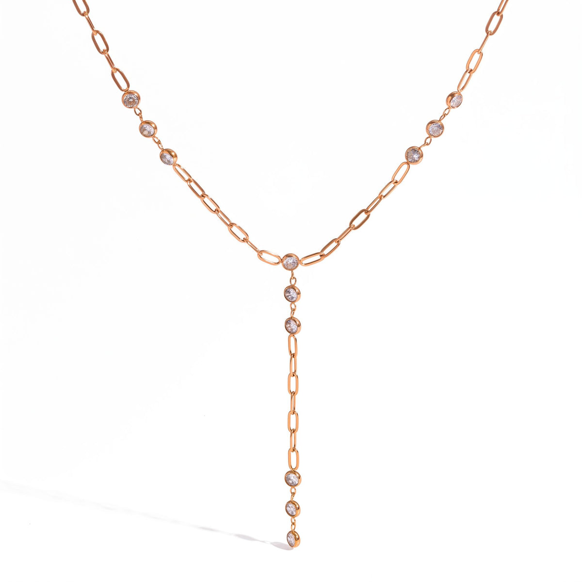 Rosalba Paperclip Lariat Gold Necklace