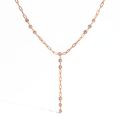 Rosalba Paperclip Lariat Gold Necklace