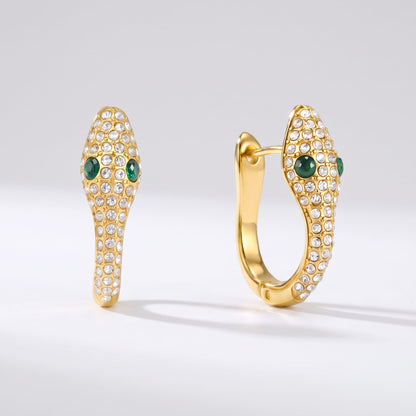 Sabine pavé snake gold earrings on a white plain background