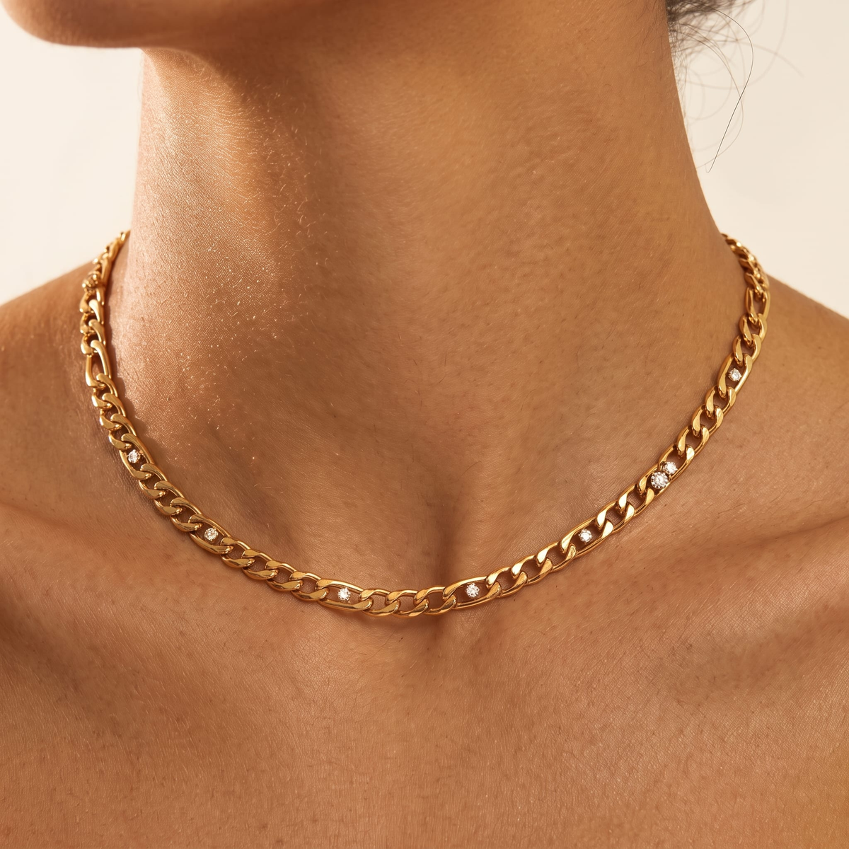 Valentina Crystal Figaro Gold Necklace - Joie d’Or